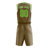 Custom Light Khaki Emerald Green Basketball Set