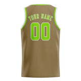 Custom Light Khaki & Emerald Green Colors Design Sports Basketball Jersey