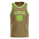 Custom Light Khaki & Emerald Green Colors Design Sports Basketball Jersey