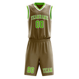 Custom Light Khaki Emerald Green Basketball Set