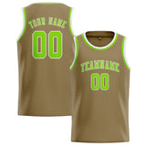 Custom Light Khaki & Emerald Green Colors Design Sports Basketball Jersey