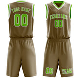 Custom Light Khaki Emerald Green Basketball Set