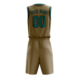 Custom Light Khaki Blue Green Basketball Set