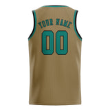 Custom Light Khaki & Blue Green Colors Design Sports Basketball Jersey