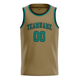 Custom Light Khaki & Blue Green Colors Design Sports Basketball Jersey