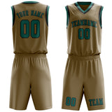Custom Light Khaki Blue Green Basketball Set