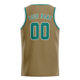 Custom Light Khaki & Blue Green Colors Design Sports Basketball Jersey