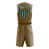 Custom Light Khaki Blue Green Basketball Set