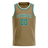Custom Light Khaki & Blue Green Colors Design Sports Basketball Jersey