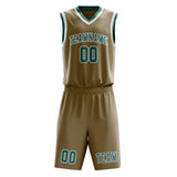 Custom Light Khaki Blue Green Basketball Set