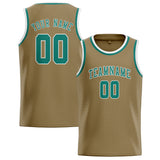 Custom Light Khaki & Blue Green Colors Design Sports Basketball Jersey