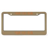 Custom Light Khaki Orange License Plate Frame