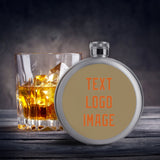 Custom Light Khaki Orange Hip Flask