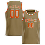 Custom Light Khaki & Orange Colors Design Sports Basketball Jersey