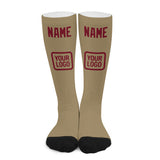Custom Light Khaki Crimson Red Knee-High Sock