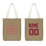 Custom Light Khaki Crimson Red Canvas Tote Bag