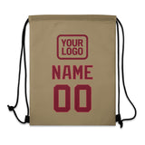 Custom Light Khaki Crimson Red Drawstring Bag