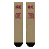 Custom Light Khaki Crimson Red Knee-High Sock