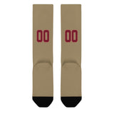 Custom Light Khaki Crimson Red Knee-High Sock