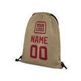 Custom Light Khaki Crimson Red Drawstring Bag