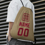 Custom Light Khaki Crimson Red Drawstring Bag