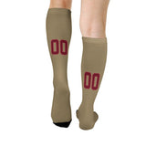 Custom Light Khaki Crimson Red Knee-High Sock