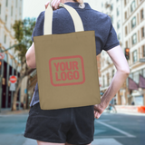 Custom Light Khaki Crimson Red Canvas Tote Bag