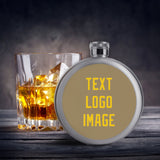 Custom Light Khaki Gold Hip Flask