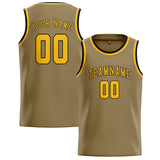 Custom Light Khaki & Gold Colors Design Sports Basketball Jersey