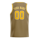 Custom Light Khaki & Gold Colors Design Sports Basketball Jersey