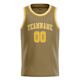 Custom Light Khaki & Gold Colors Design Sports Basketball Jersey