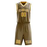 Custom Light Khaki Gold Basketball Set