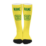 Custom Light Yellow Emerald Green Knee-High Sock