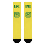 Custom Light Yellow Emerald Green Knee-High Sock