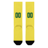 Custom Light Yellow Emerald Green Knee-High Sock