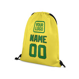 Custom Light Yellow Emerald Green Drawstring Bag