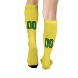 Custom Light Yellow Emerald Green Knee-High Sock