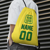 Custom Light Yellow Emerald Green Drawstring Bag