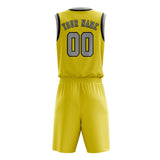 Custom Light Yellow Gray Basketball Set