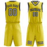 Custom Light Yellow Gray Basketball Set