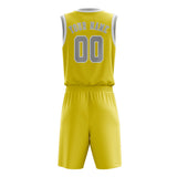 Custom Light Yellow Gray Basketball Set