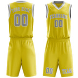 Custom Light Yellow Gray Basketball Set