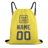 Custom Light Yellow Dark Grey Drawstring Bag
