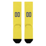 Custom Light Yellow Dark Grey Knee-High Sock