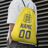 Custom Light Yellow Dark Grey Drawstring Bag