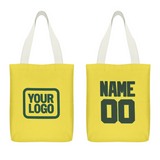 Custom Light Yellow Dark Green Canvas Tote Bag