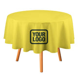 Custom Light Yellow Dark Green Round Table Cloth