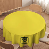 Custom Light Yellow Dark Green Round Table Cloth