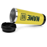 Custom Light Yellow Dark Green Stainless Steel Water Cup