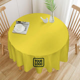 Custom Light Yellow Dark Green Round Table Cloth